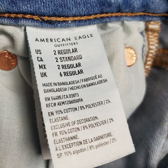 American Eagle Distressed Next Level Stretch Skinny Jeans Blue Size 2 - Picture 3 of 10